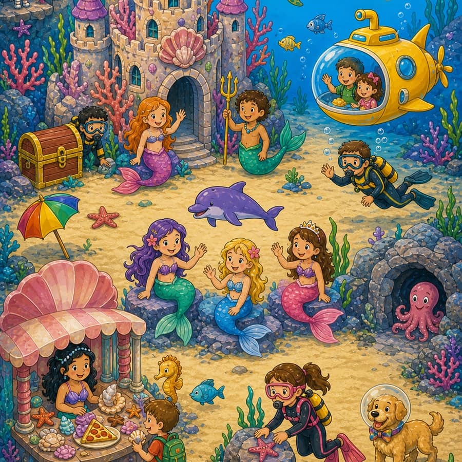 Current easy Underwater Ocean Kingdom scene artwork